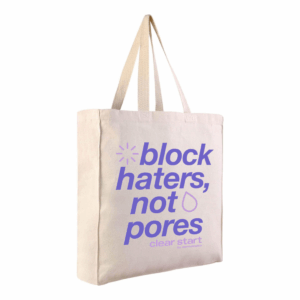 Rimango Clear Start Tote - Fun & Functional Bag with 'Block Haters, Not Pores' Design